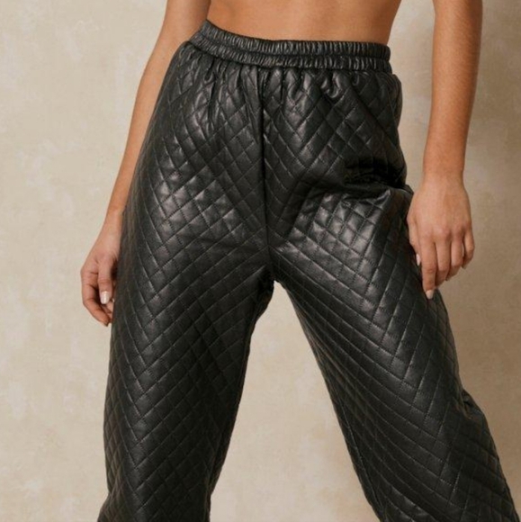 Faux Leather Quilted Padded Pants - Picture 8 of 8